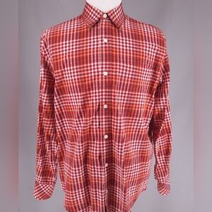 Timberland Plaid Shirt Men's Size Large Outdoors Logo Button Down Long Sleeve